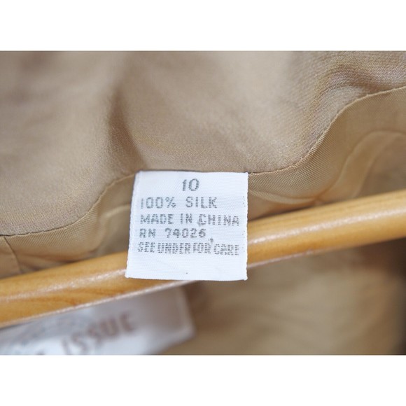 First Issue American Design khaki Blazer Jacket Padded Shoulders Size 10 Silk - Picture 3 of 6